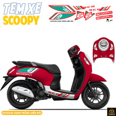 Tem Xe Scoopy Phong Cách Thể Thao màu xanh đỏ