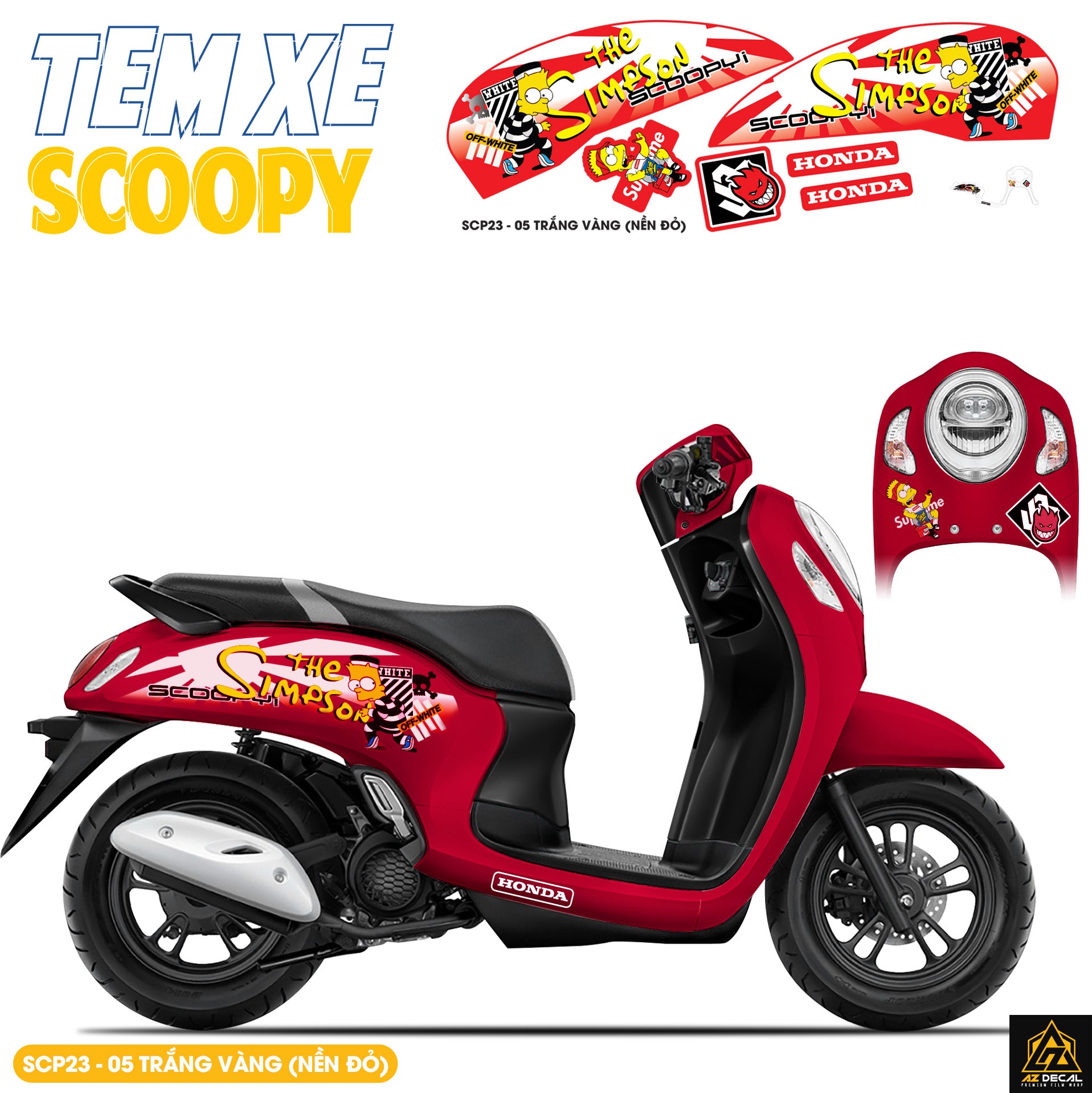 Tem Xe Scoopy Phong Cách The Simpson màu vàng