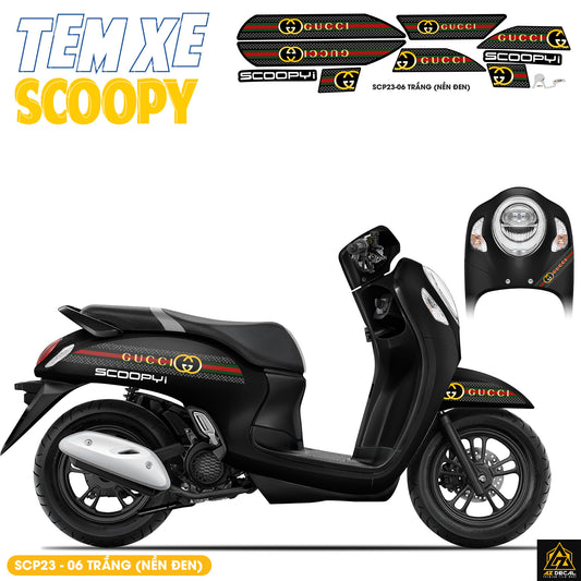 Tem Xe Scoopy Phong Cách Gucci màu trắng