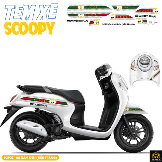 Tem Xe Scoopy Phong Cách Gucci màu xám đen