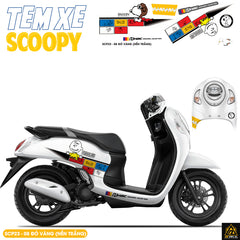 Tem Xe Scoopy Phong Cách Peanuts màu đỏ vàng