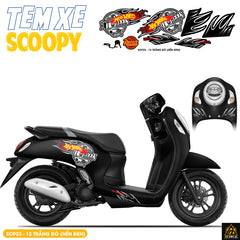 Tem Xe Scoopy Phong Cách Hot Wheel màu trắng đỏ