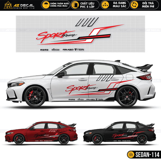 Decal Sport Racing dán sườn xe ô tô Sedan