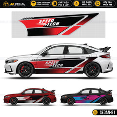 Decal speed tech dán sườn xe ô tô Sedan