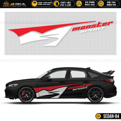 Tem Monster Sport hình con đường dán xe Sedan đen