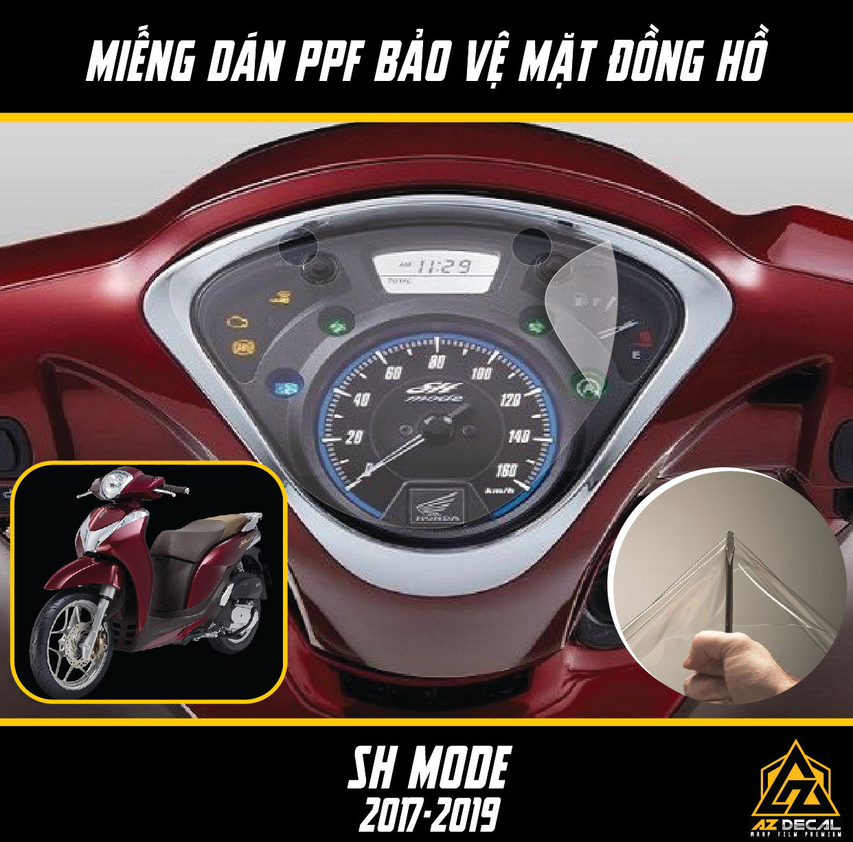 Miếng dán PPF đồng hồ xe SH Mode 2017 - 2019