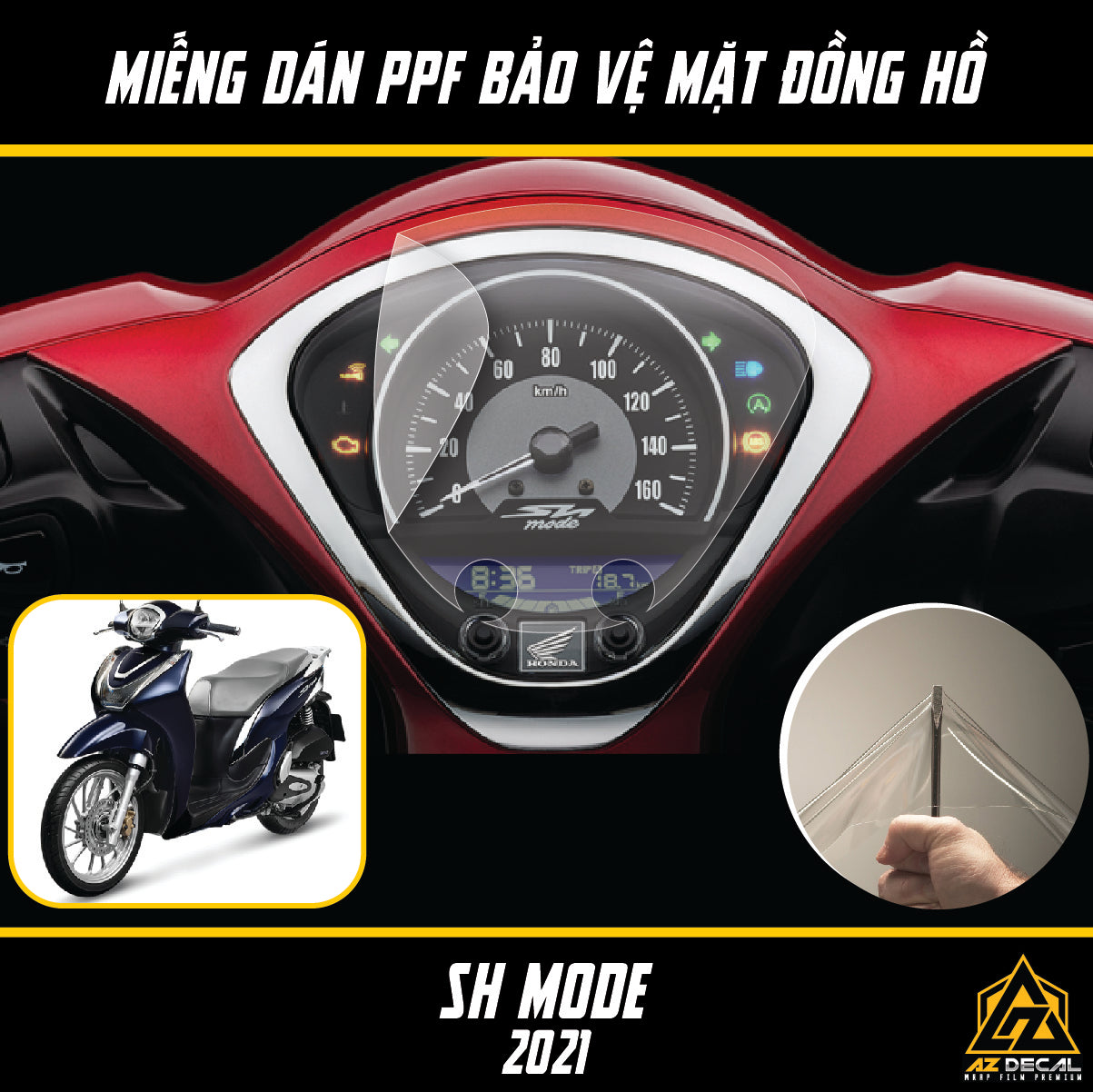 Miếng dán film PPF đồng hồ xe Honda SH Mode 2021