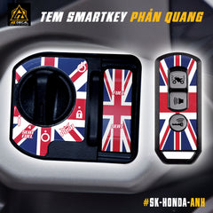 Tem phản quang dán Smart Key Honda mẫu Cờ Anh