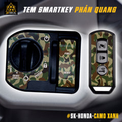 Tem Dán Smartkey Honda Phản Quang mẫu Camo xanh lá