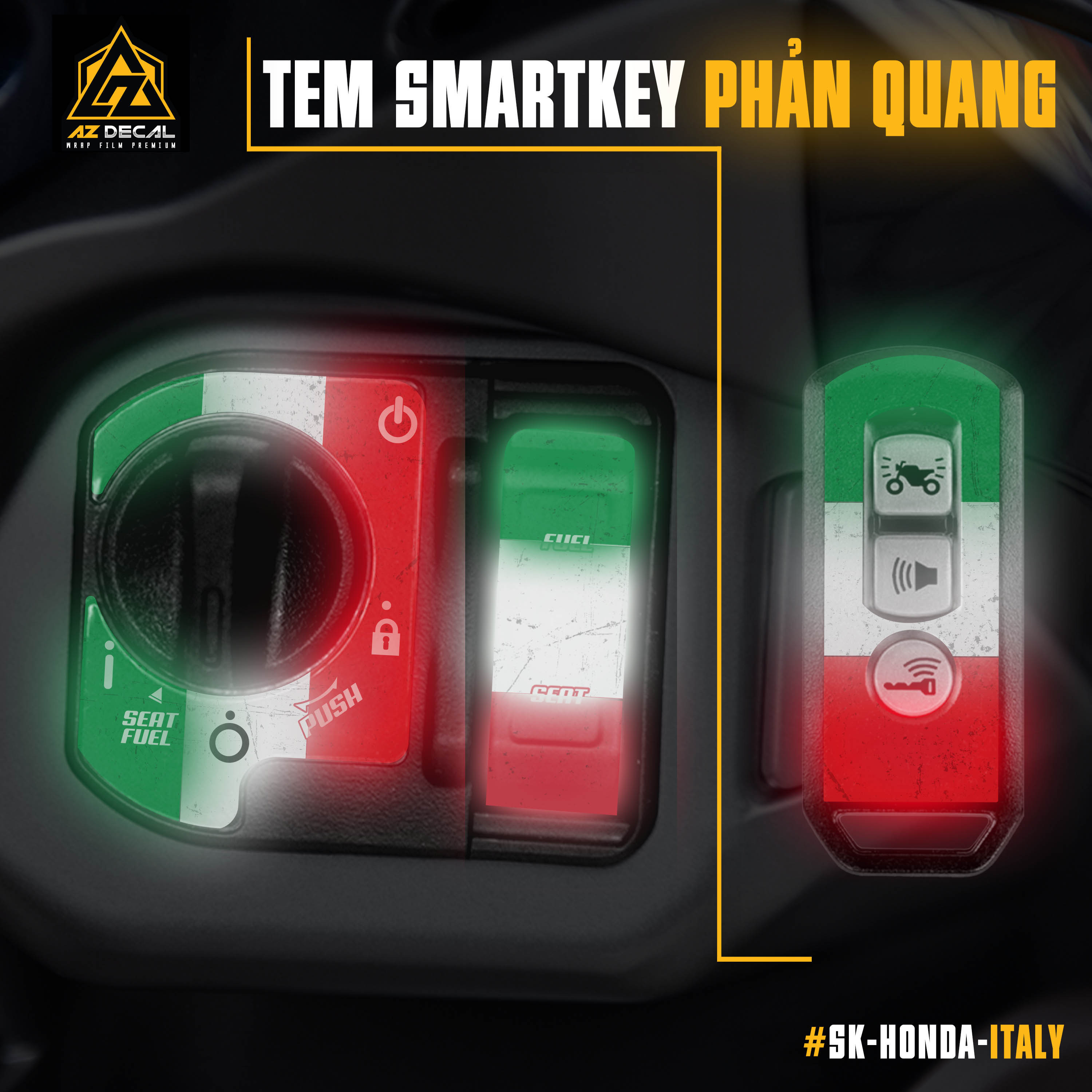 Decal dán smartkey SH, SH Mode, Vario, AB, Winner mẫu Italy