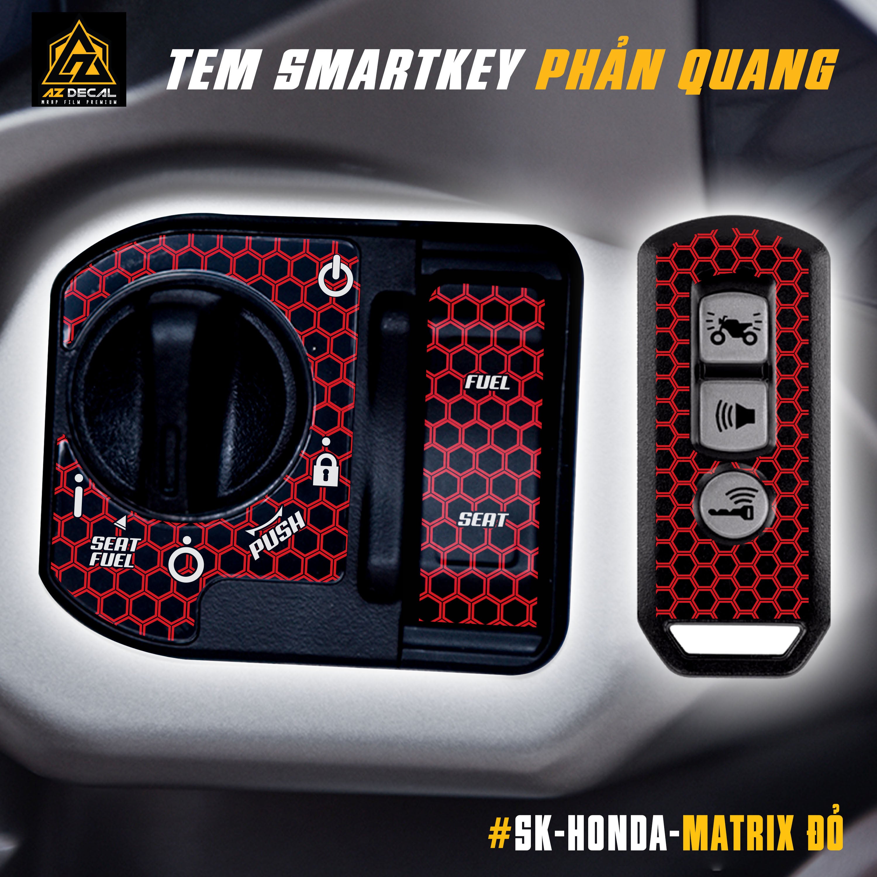 Miếng dán smart key Honda mẫu Matrix màu đỏ