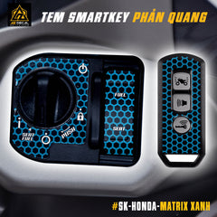 Tem Dán Smartkey Honda Phản Quang mẫu Matrix xanh dương