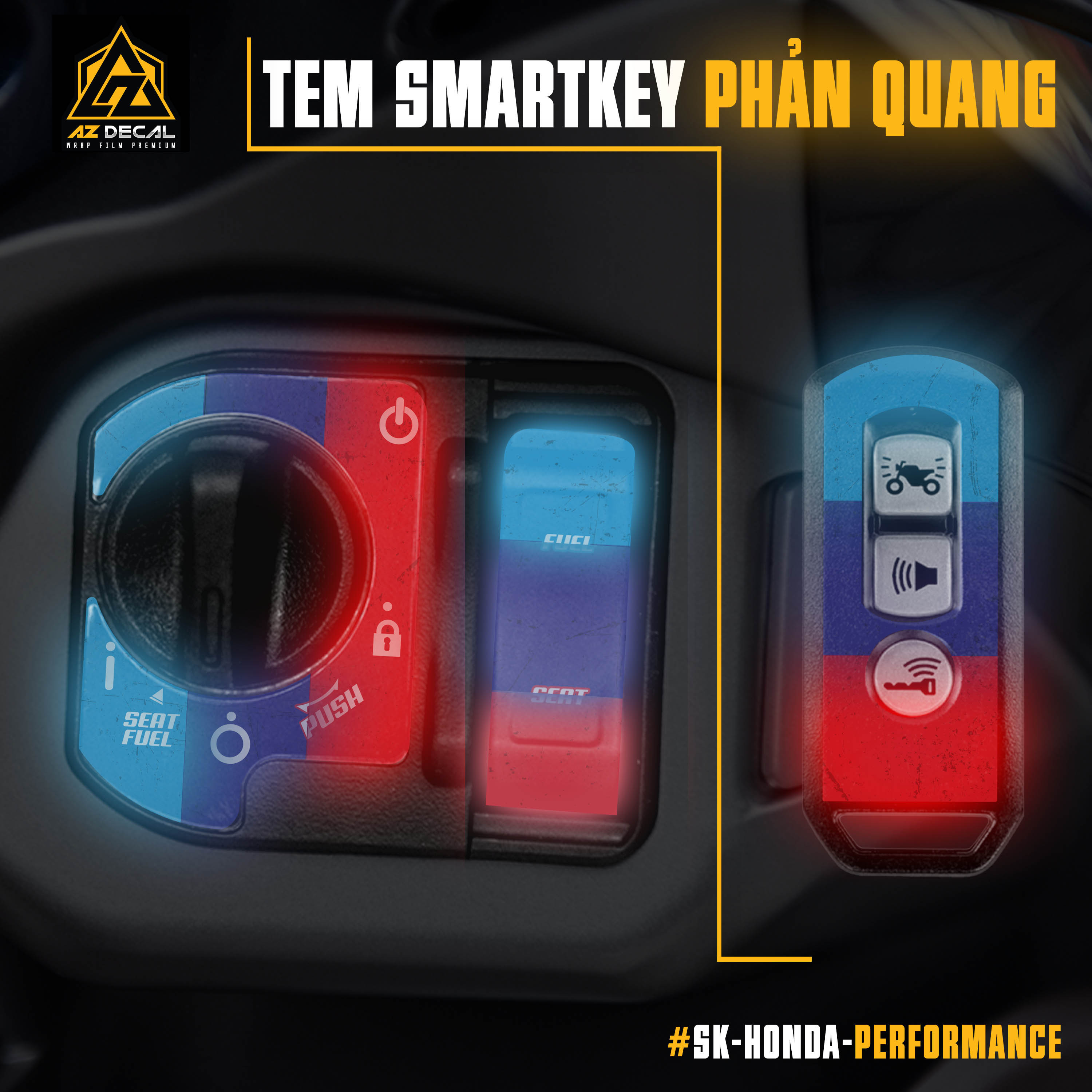 Decal phản quang mẫu Performance dán Smart Key