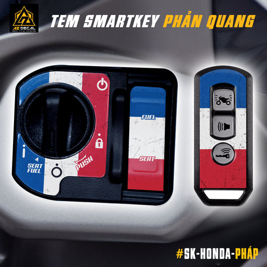 Tem dán smartkey Honda phản quang mẫu cờ Pháp