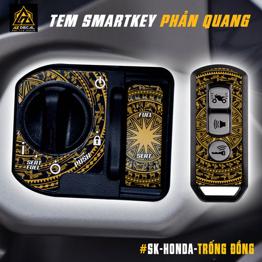 Tem phản quang dán Smart Key Honda mẫu Trống Đồng