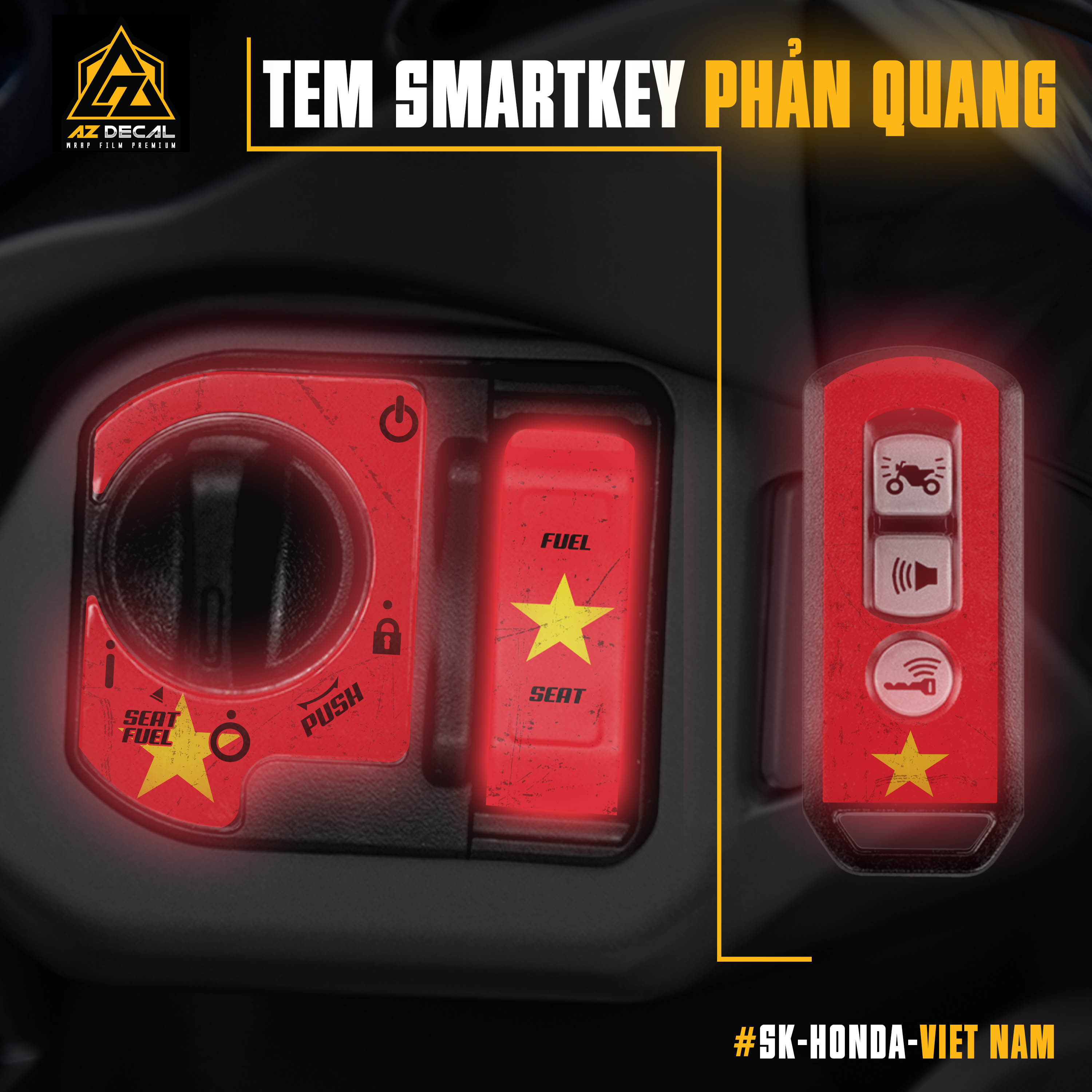 Decal phản quang dán Smart Key Honda SH, Vision, Vario, Airblade,...