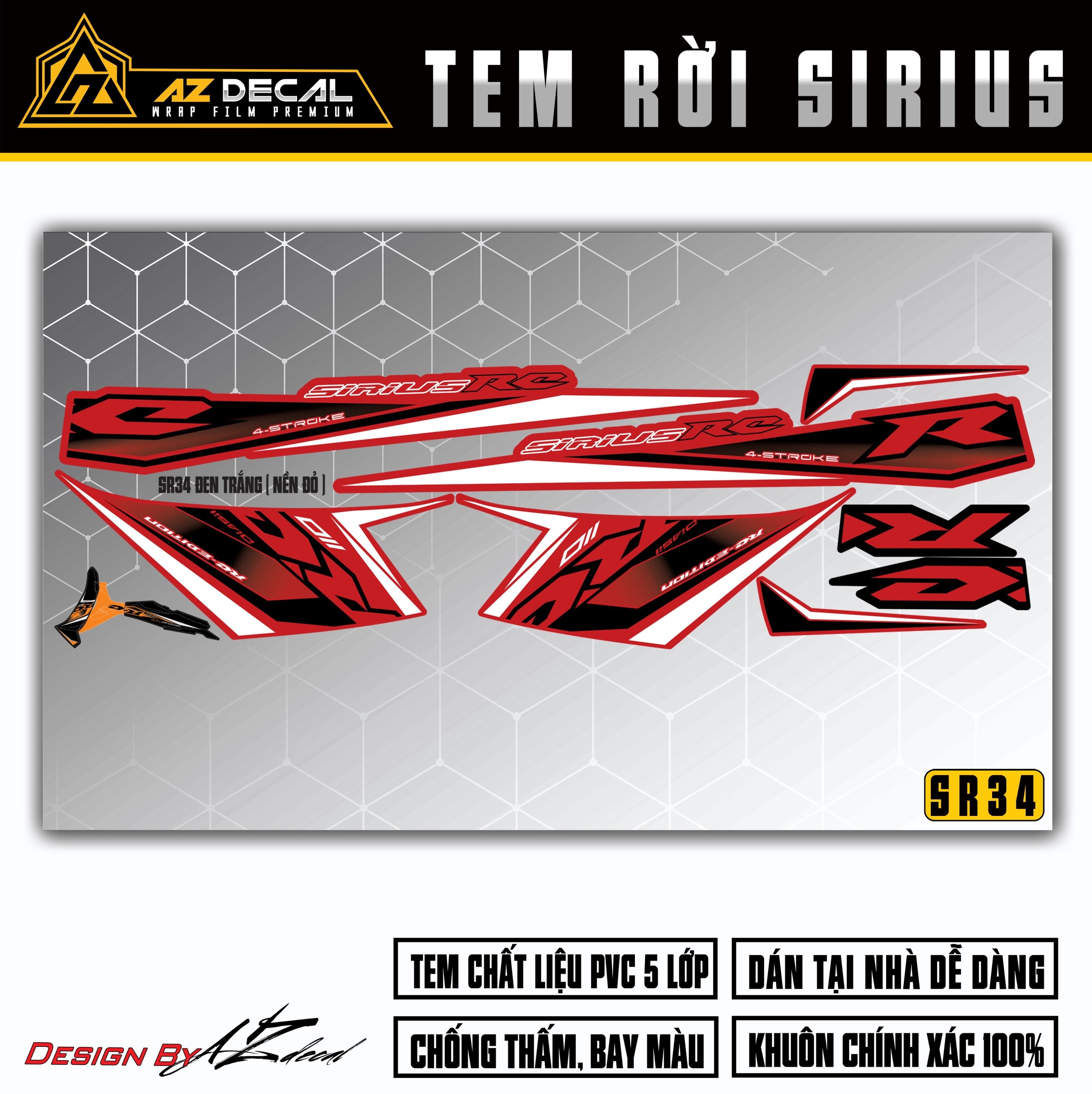 Decal Sirius rc đỏ