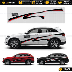 Decal hình uốn lượn sóng dán sườn xe ô tô SUV