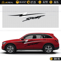 Tem Sport đen trắng dán sườn xe SUV