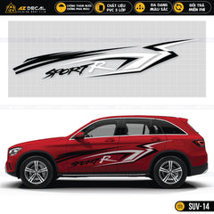 Decal Sport R thể thao dán sườn xe SUV đỏ