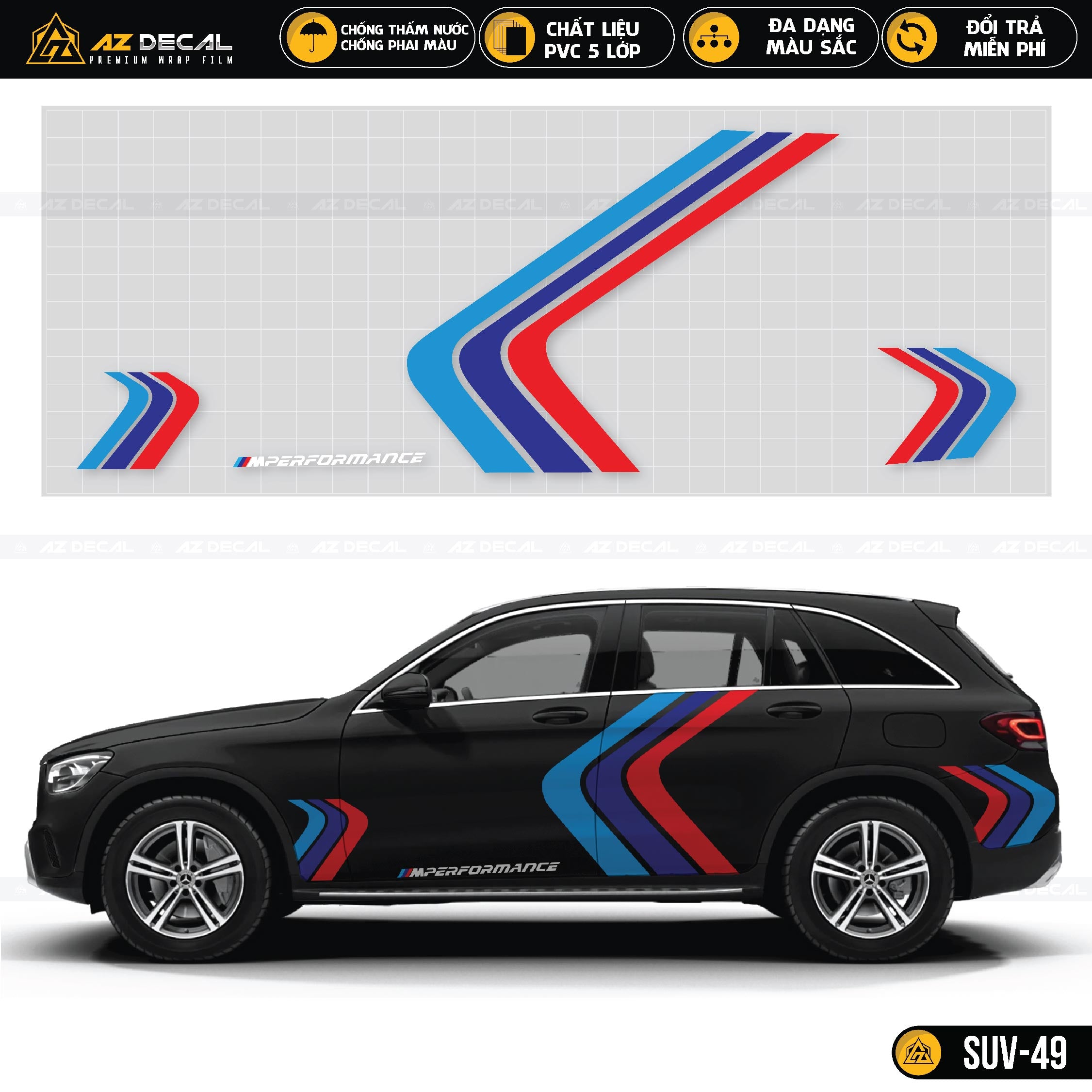 Decal Performance dán cánh cửa xe SUV đen