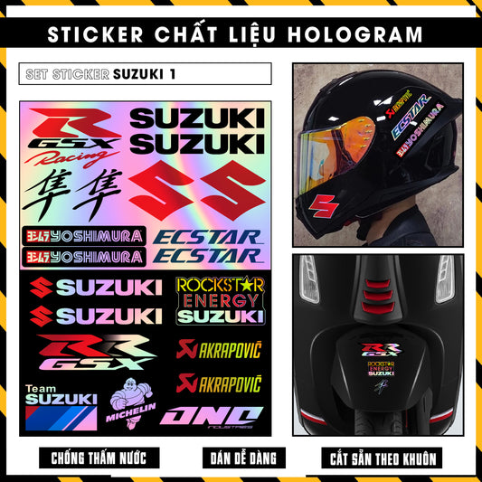 Sticker Dán Ô Tô, Xe Máy, Xe Điện, Xe Đạp, Mũ Bảo Hiểm | Hãng Xe Hologram - Suzuki