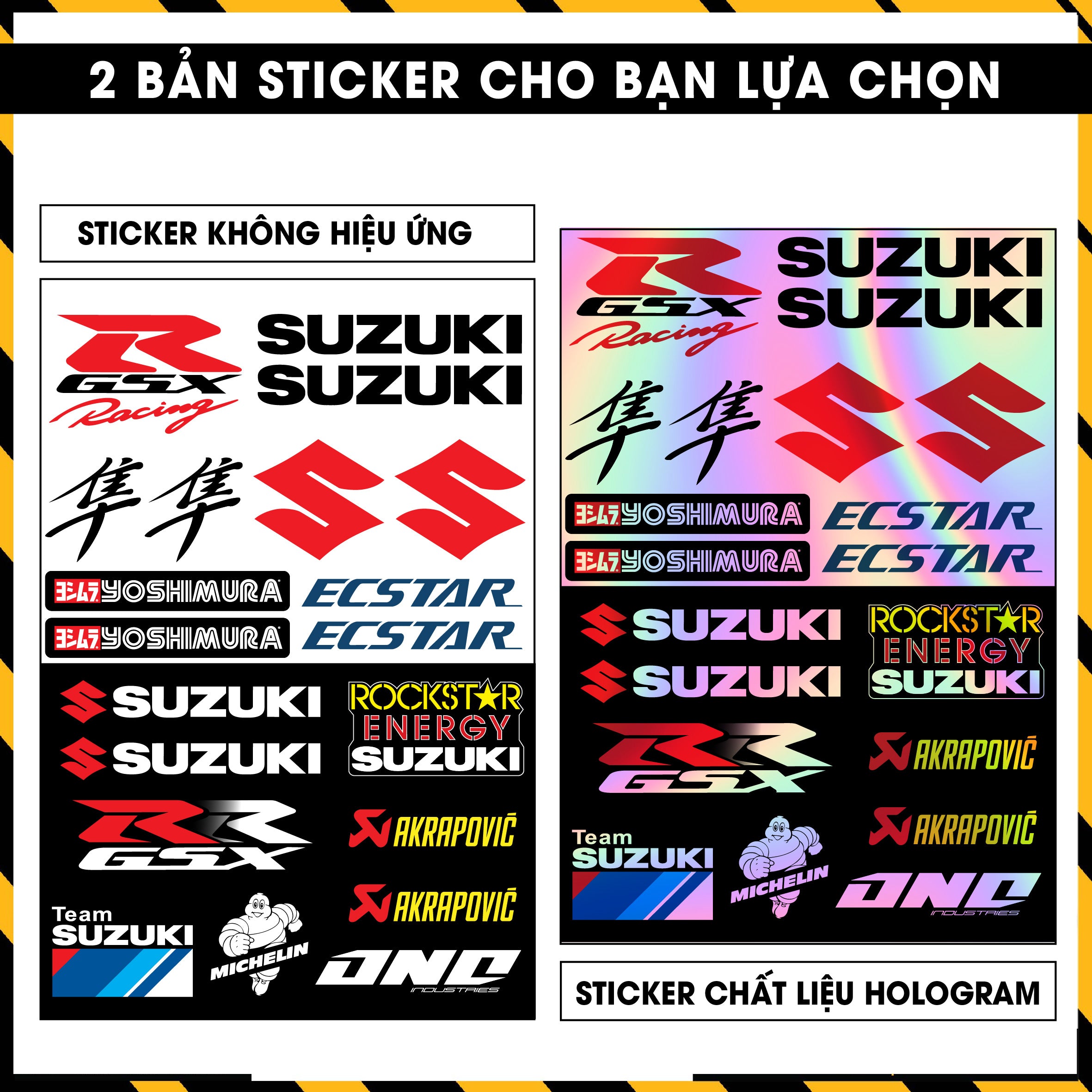 Sticker Dán Ô Tô, Xe Máy, Xe Điện, Xe Đạp, Mũ Bảo Hiểm | Hãng Xe Hologram - Suzuki