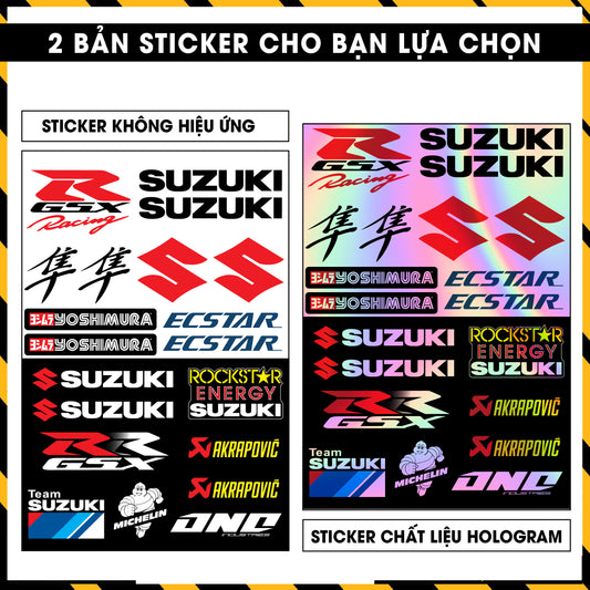 Sticker Dán Ô Tô, Xe Máy, Xe Điện, Xe Đạp, Mũ Bảo Hiểm | Hãng Xe Hologram - Suzuki