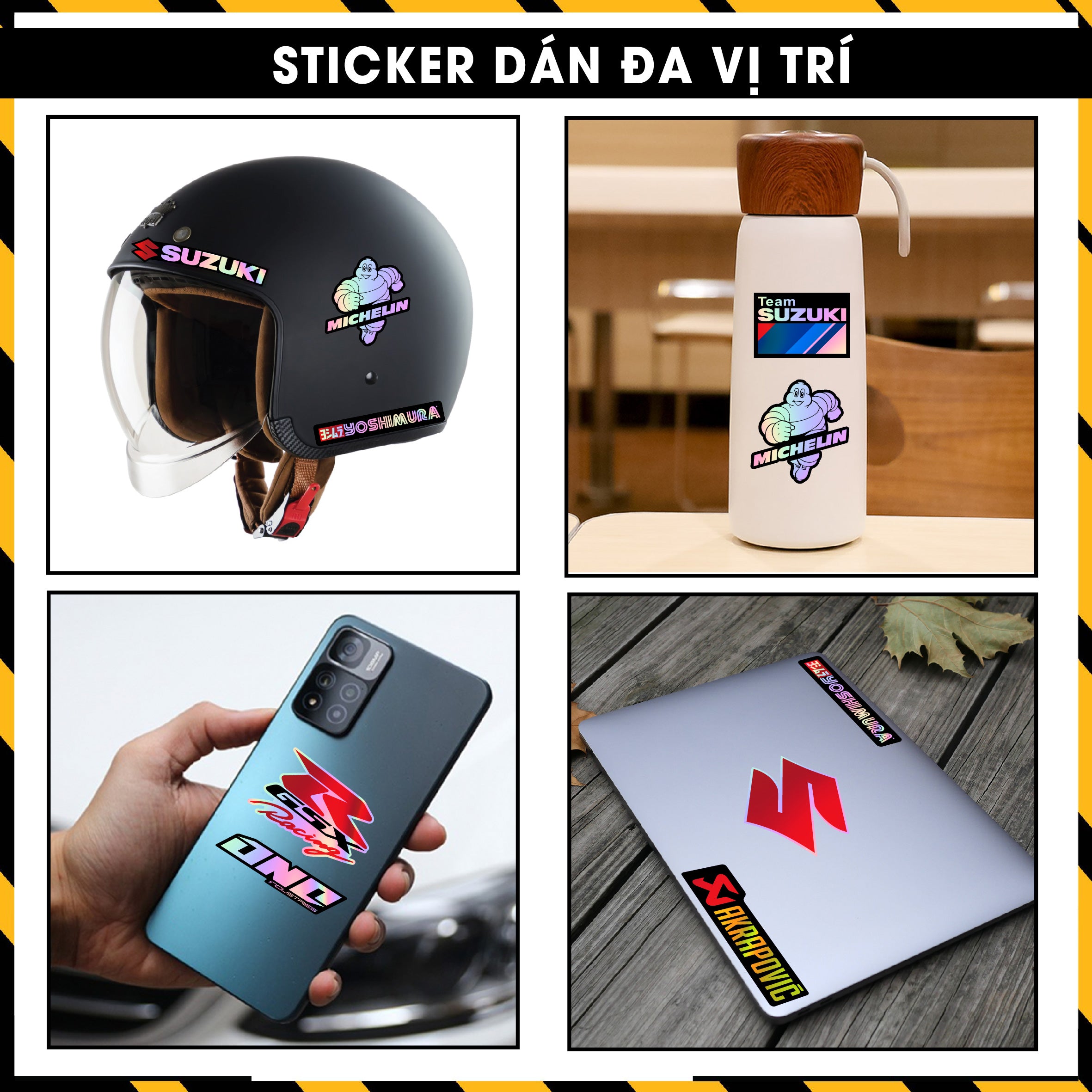 Sticker Dán Ô Tô, Xe Máy, Xe Điện, Xe Đạp, Mũ Bảo Hiểm | Hãng Xe Hologram - Suzuki