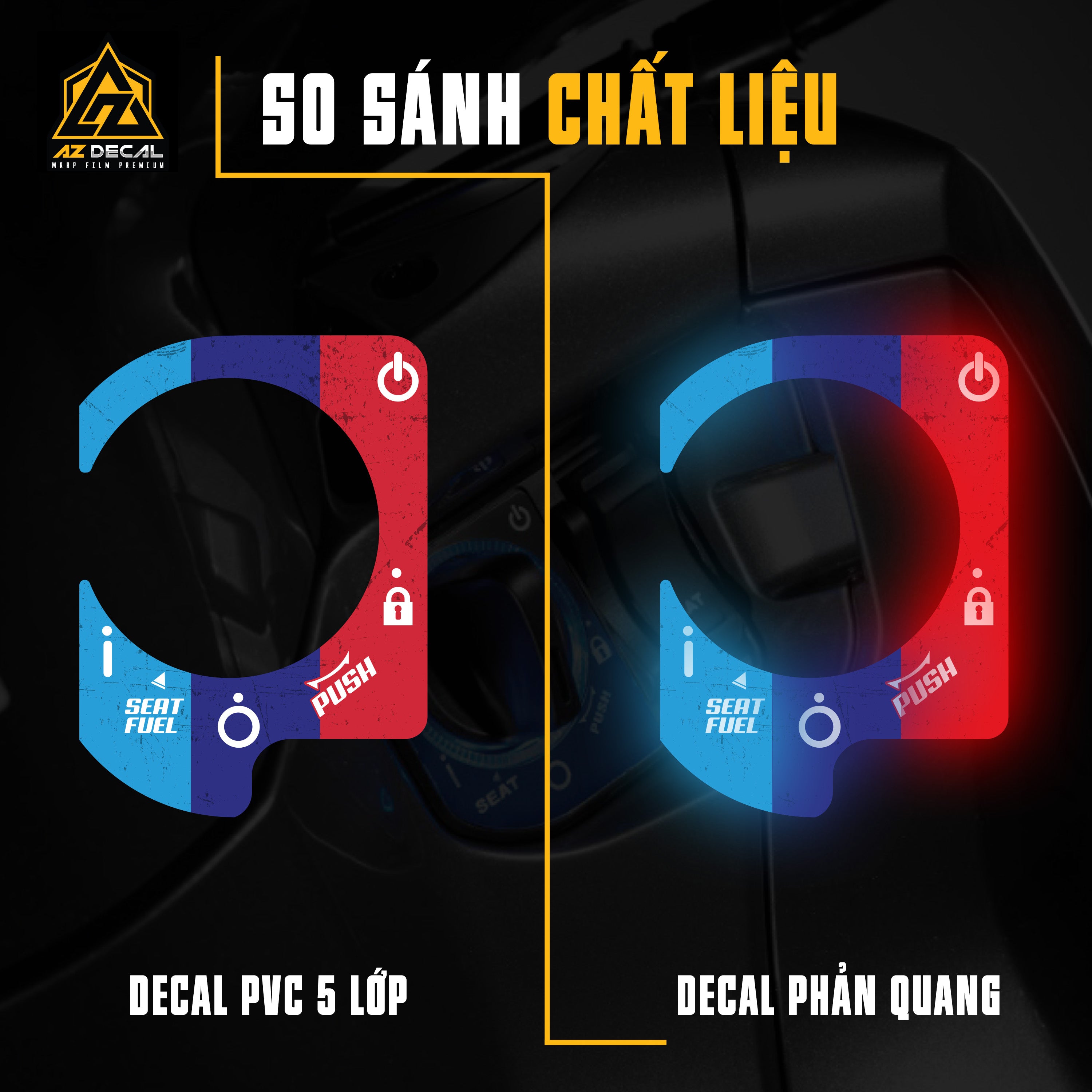 So sánh chất liệu decal phản quang tem smartkey