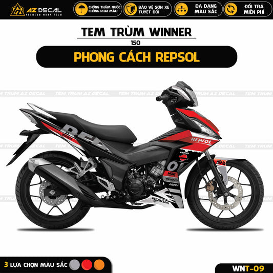 Decal dán xe Winner 150 v1 mẫu repsol đẹp màu cam đen