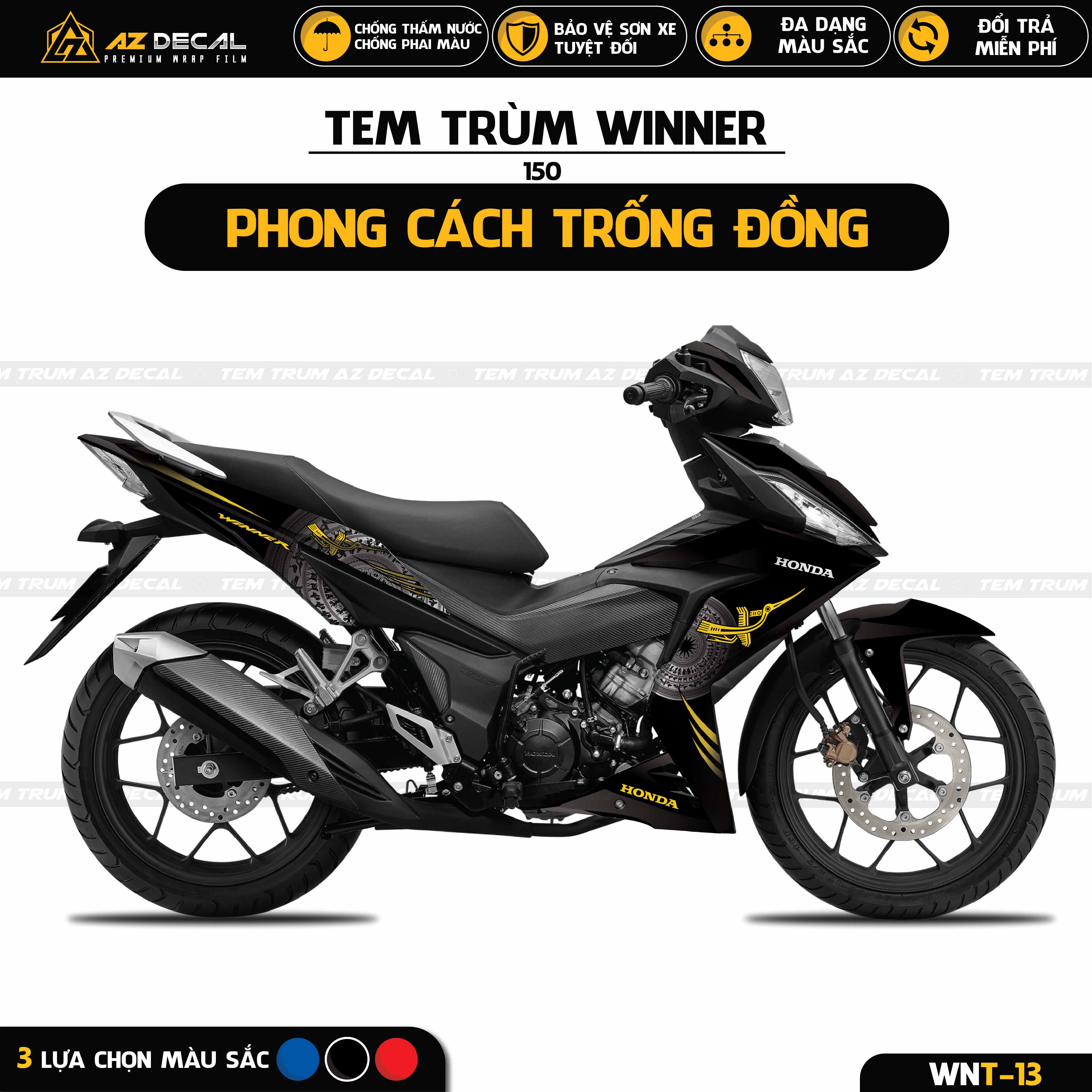 Tem trùm xe Honda Winner v1 mẫu trống đồng