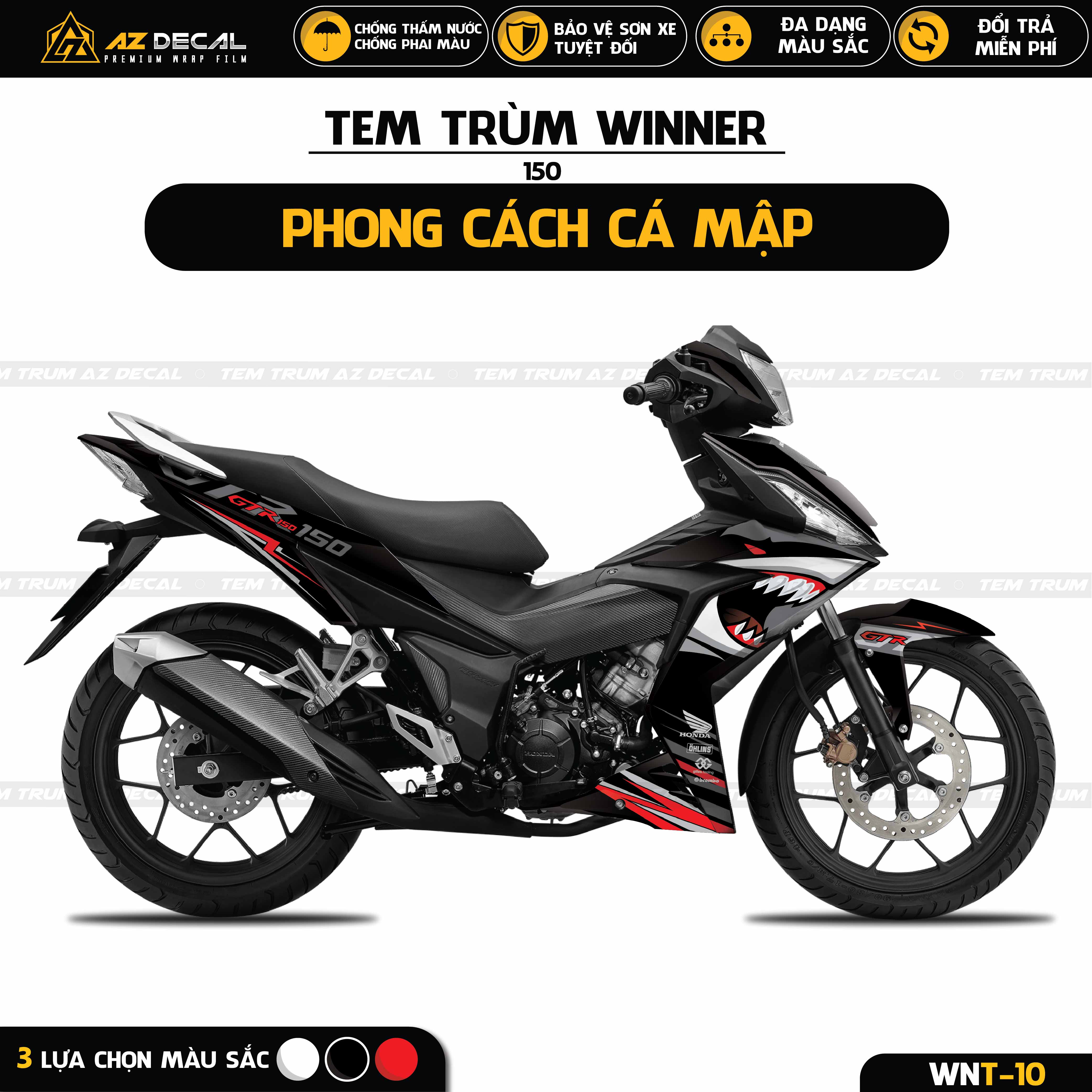 Tem trùm Winner v1 đen cao cấp mẫu Shark