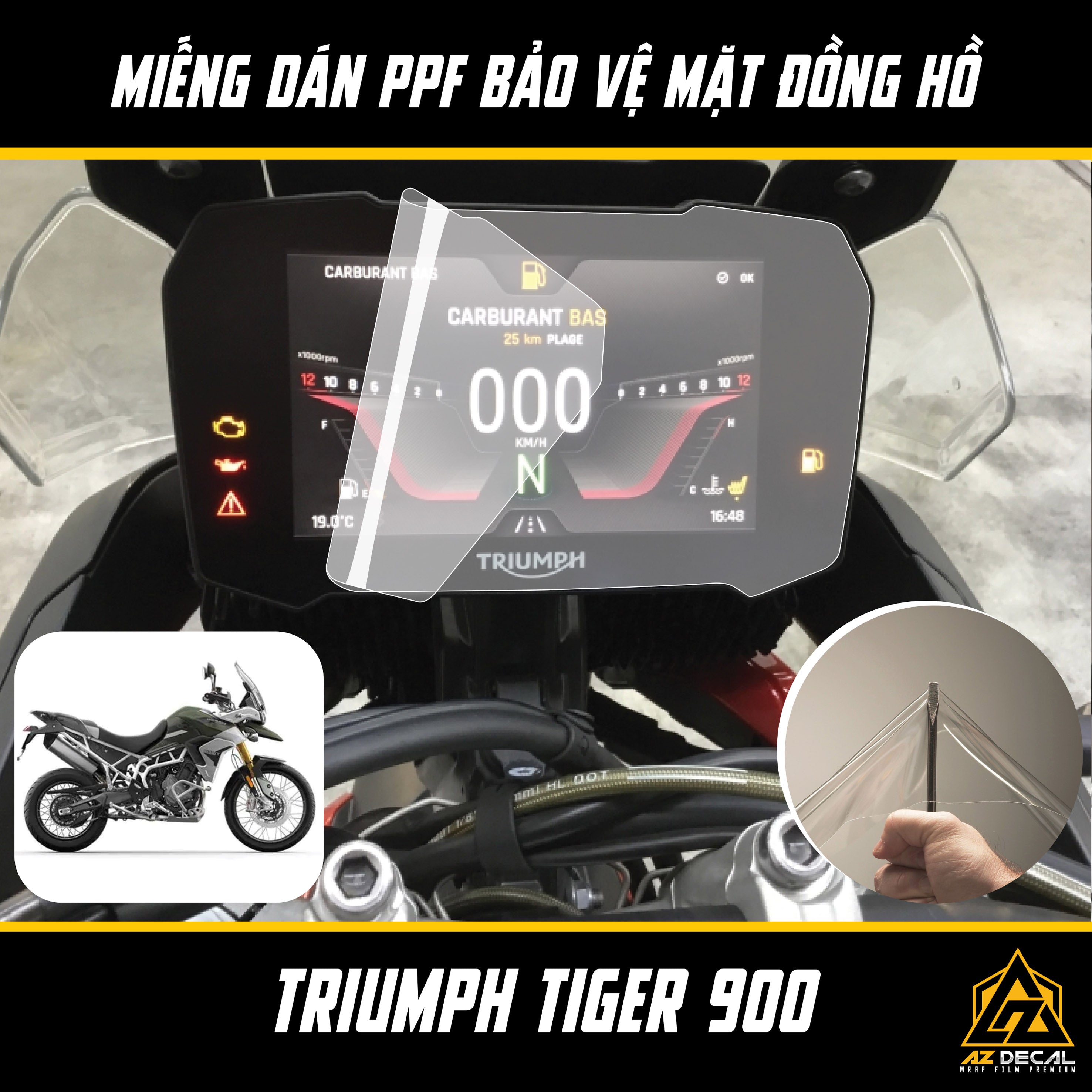 Miếng Dán PPF Mặt Đồng Hồ Xe Triumph Tiger 900