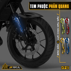 Tem dán phuộc trước mẫu TP02 màu xanh dương