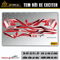 Tem xe Exciter 155 mẫu cách điệu trắng đen