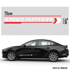 Tem dán xe ô tô Speed Hunters trắng đỏ