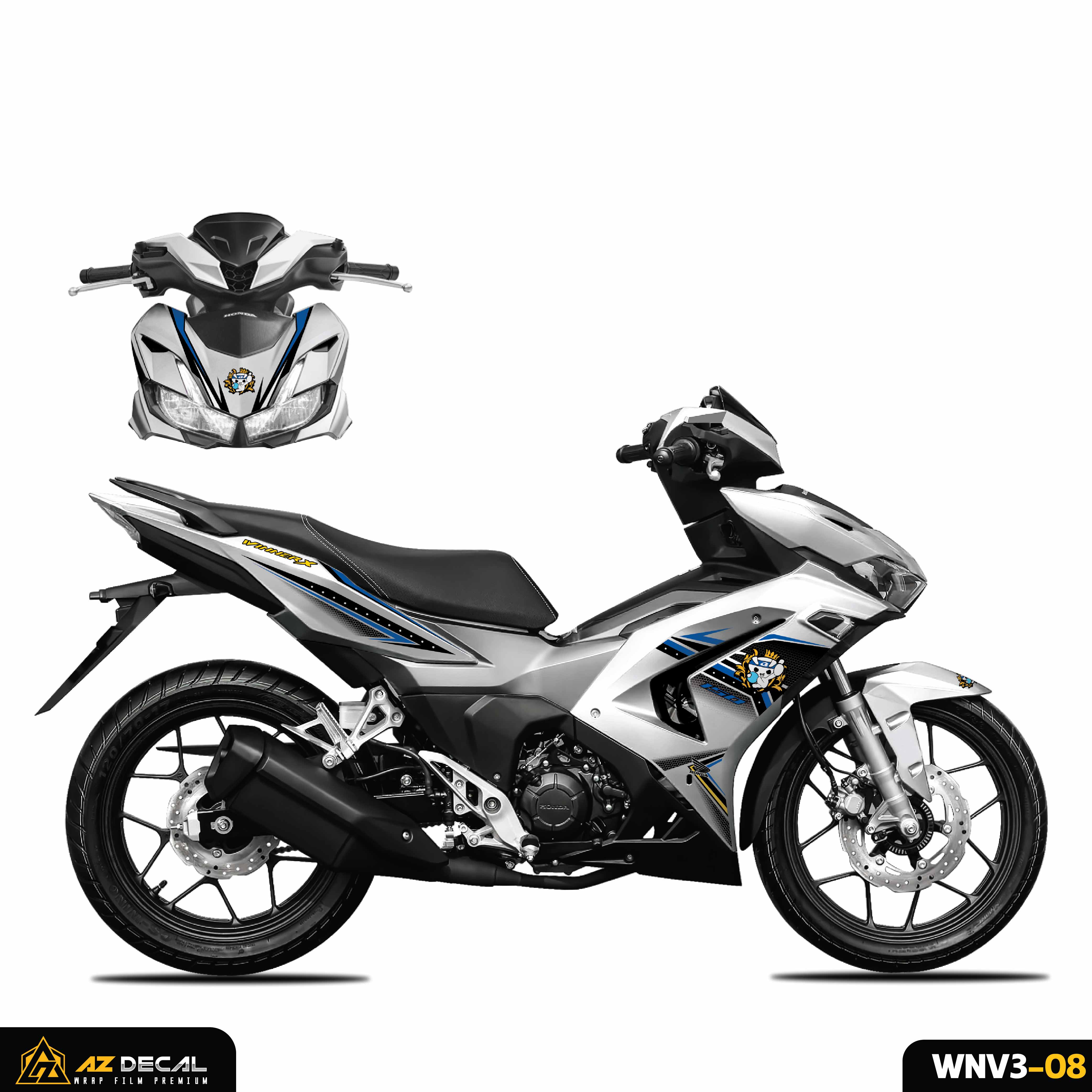 Tem rời dán xe Winner v3 màu trắng mẫu Racing Boy