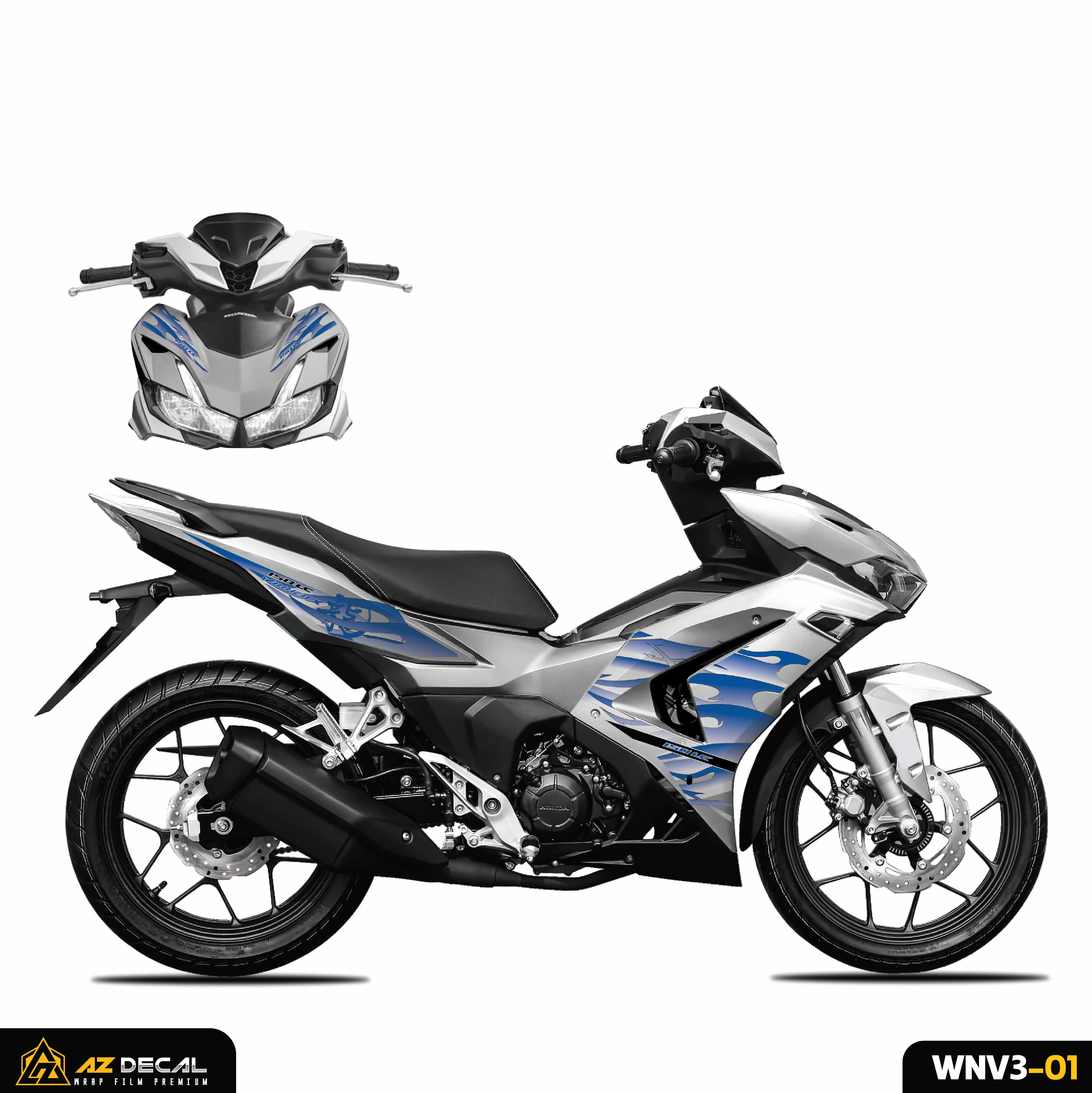 Dán decal xe Winner X 2022 - Winner V3 đời mới màu xanh trắng