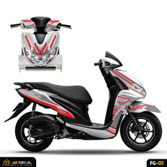 Decal dán xe Yamaha FreeGo màu đỏ trắng đẹp