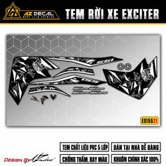 Tem xe Exciter 155 trắng (nền đen)