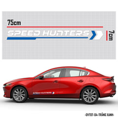 Dán xe oto đẹp chữ Speed Hunters trắng xanh