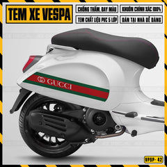 Tem xe Vespa cao cấp mẫu Gucci cho xe trắng