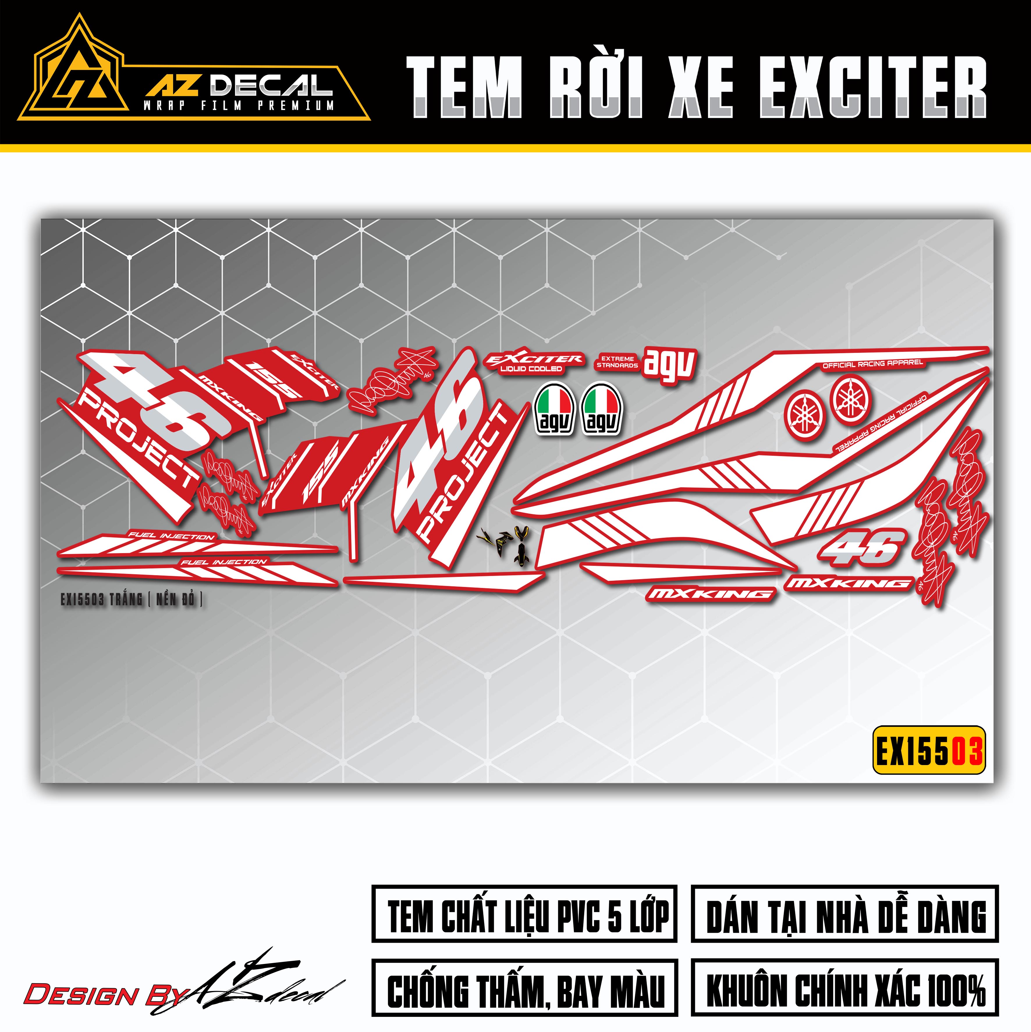 Tem chế Exciter đẹp nhất mẫu Project 46 - Azdecal.vn