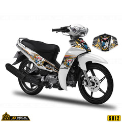 Tem xe Sirius trắng mẫu Racing Boy