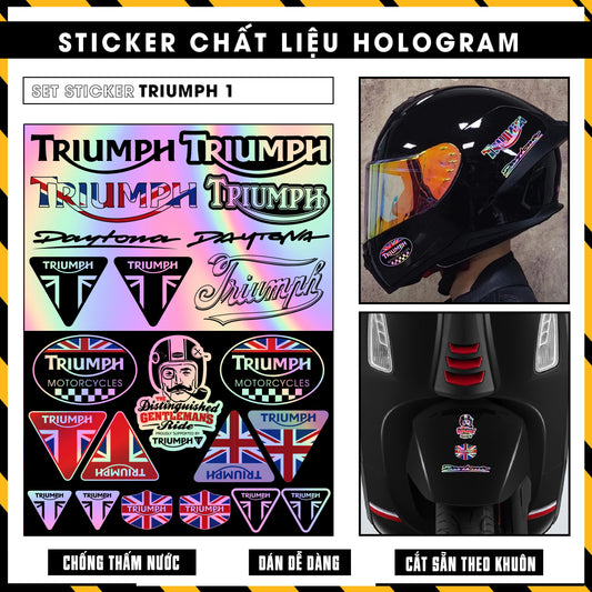 Sticker Dán Ô Tô, Xe Máy, Xe Điện, Xe Đạp, Mũ Bảo Hiểm | Hãng Xe Hologram - TRIUMPH