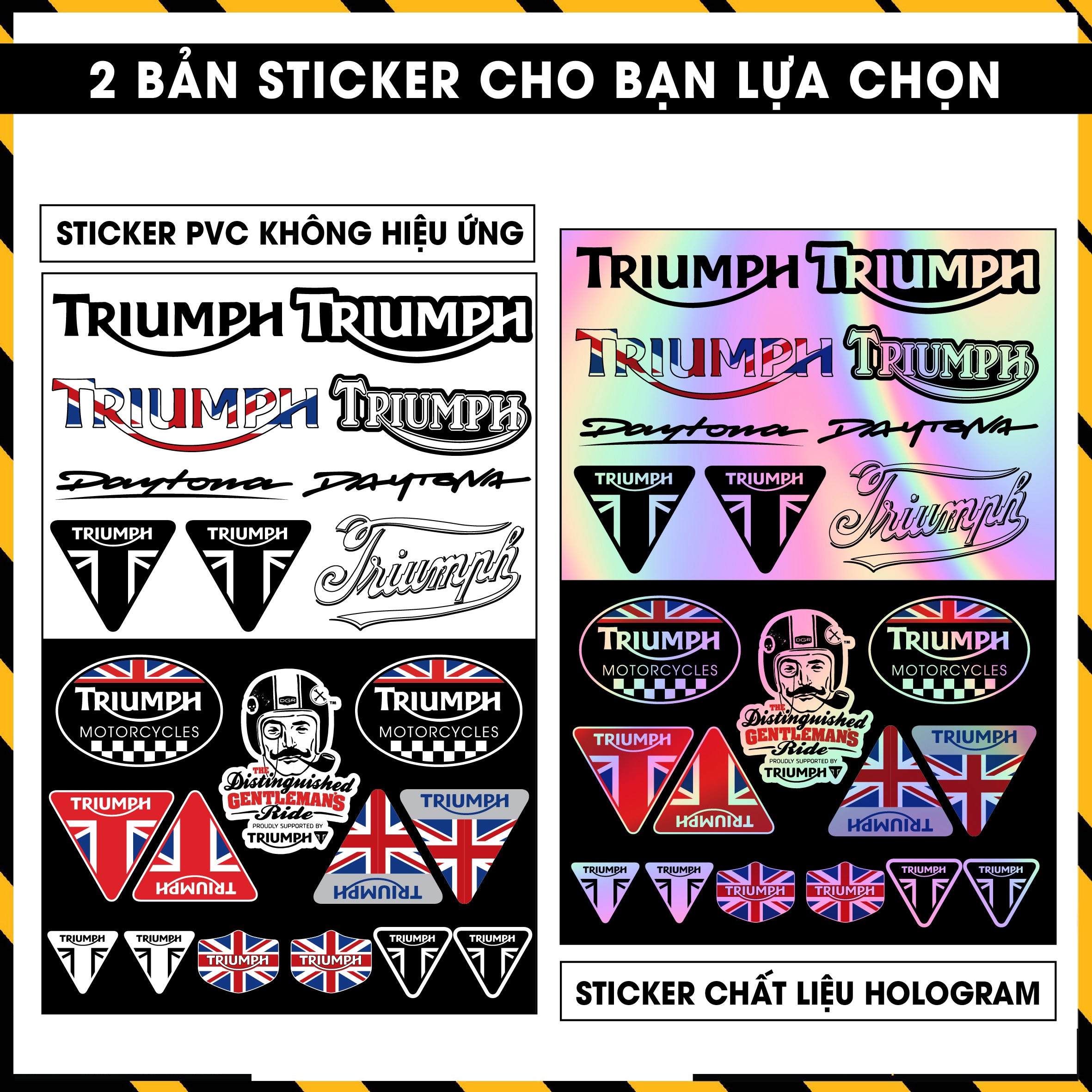 Sticker Dán Ô Tô, Xe Máy, Xe Điện, Xe Đạp, Mũ Bảo Hiểm | Hãng Xe Hologram - TRIUMPH