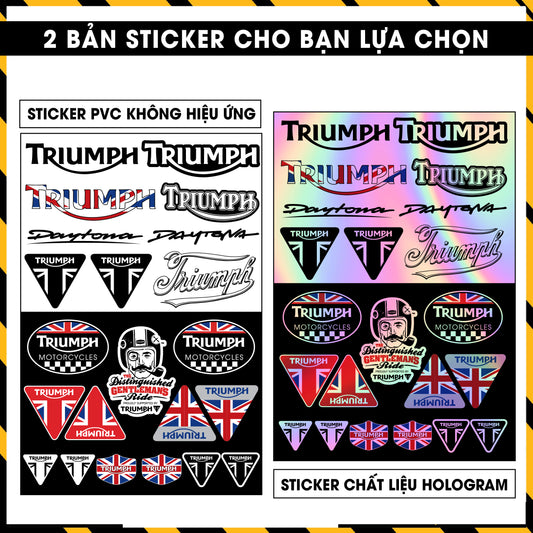 Sticker Dán Ô Tô, Xe Máy, Xe Điện, Xe Đạp, Mũ Bảo Hiểm | Hãng Xe Hologram - TRIUMPH