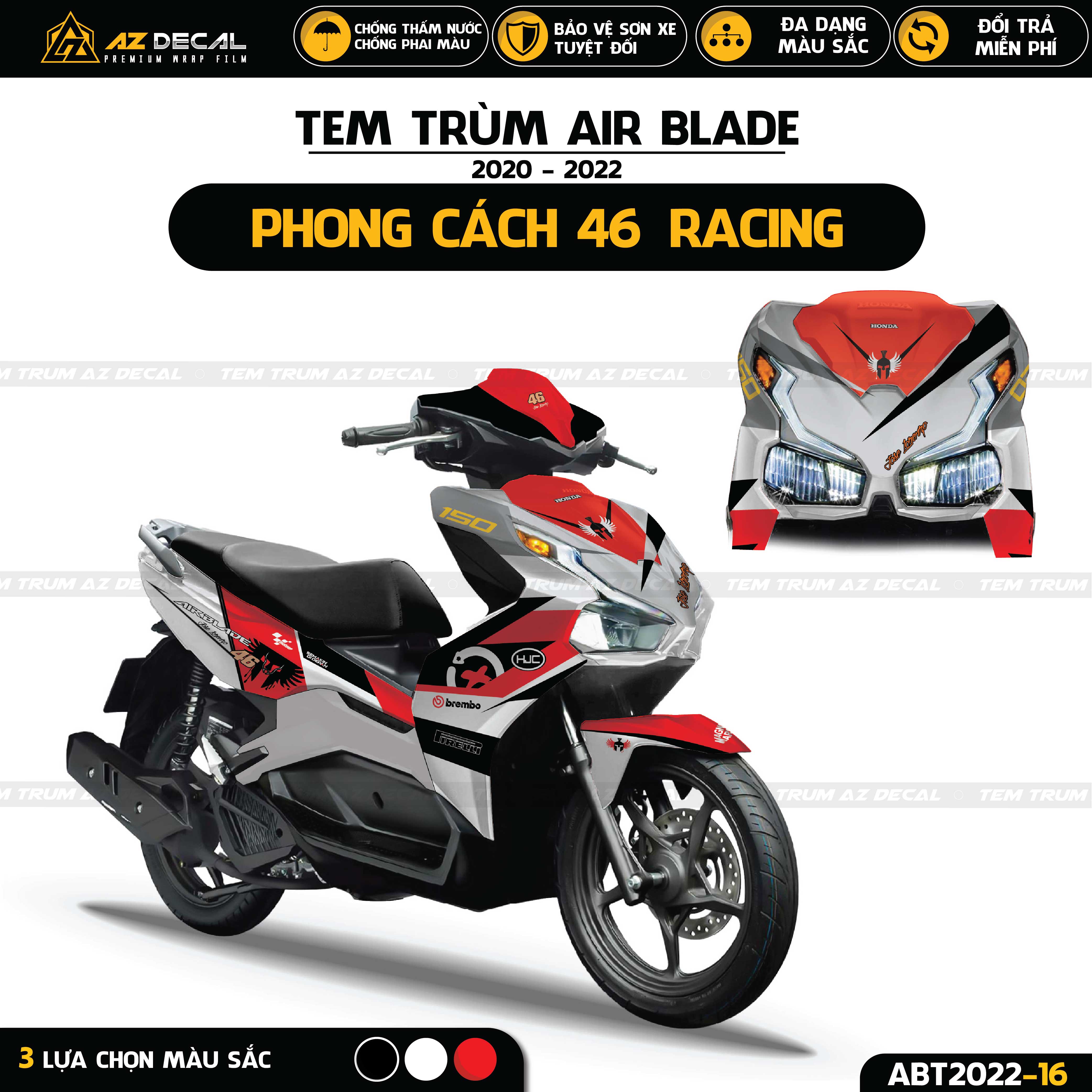 Tem xe Air Blade đẹp mẫu Racing 46