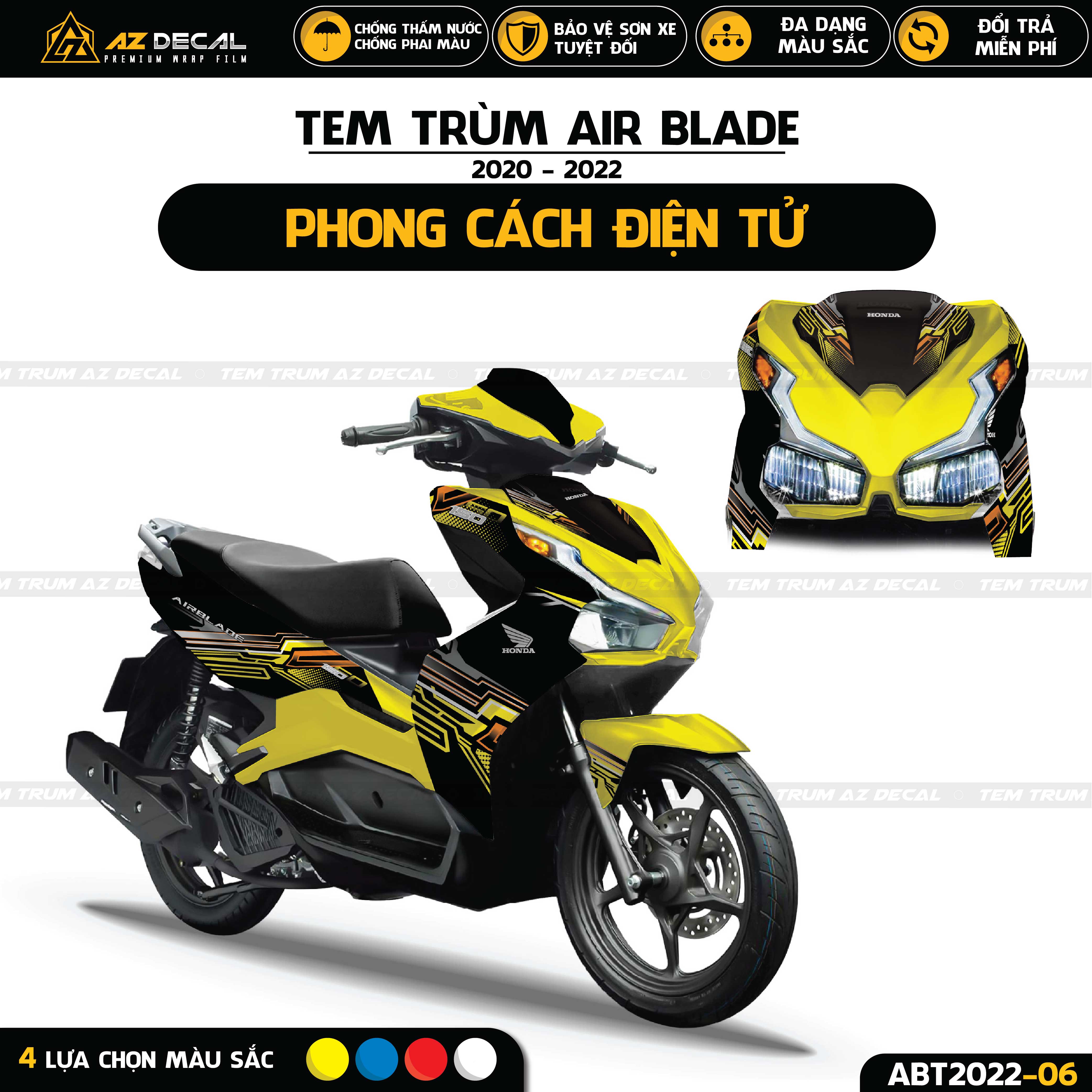 Tem trùm dán xe Air Blade phong cách điện tử